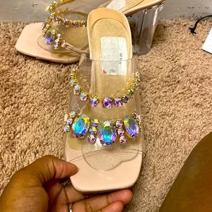 Only wear them once. Super cute statement shoe. Faux gems.